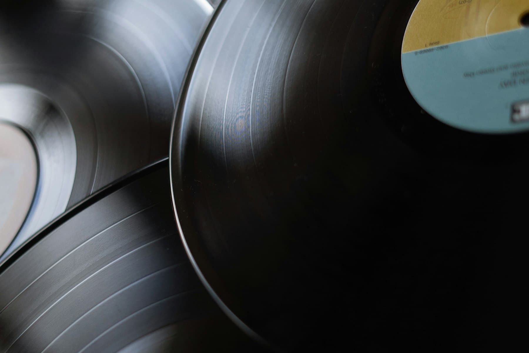 Extreme close up of vinyl record grooves